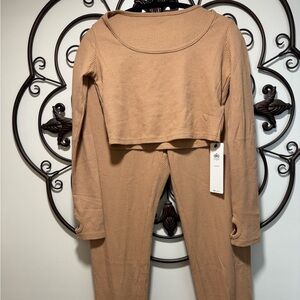 ALO Yoga Tan Ribbed Jumpsuit